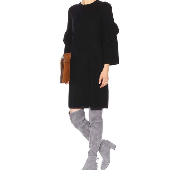 NWT TORY BURCH Laila Gray Suede Over The Knee Gold Plated Heel Boot | Size 6.5 - Picture 4 of 14